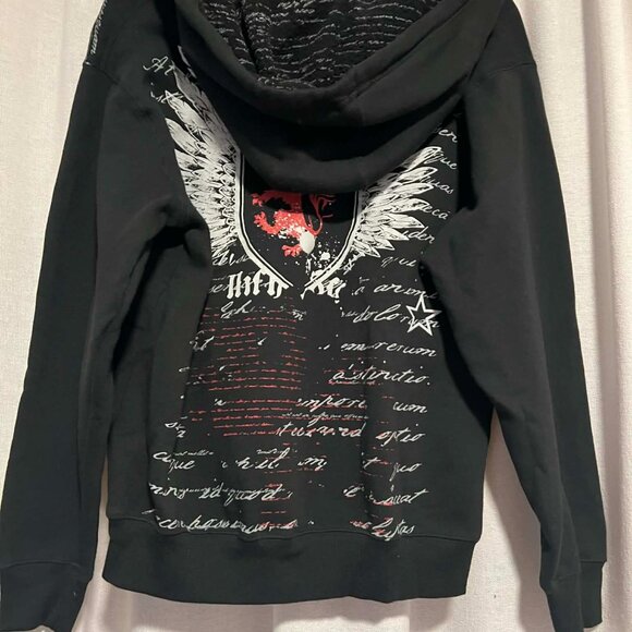 Y2k Route 66 Black Hoodie Eagle & Shield Like New Condition Size S - Picture 12 of 14